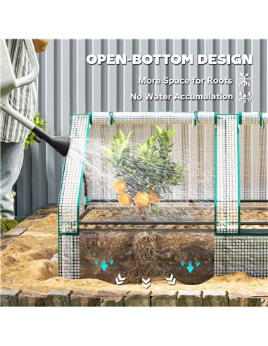 Outsunny Metal Planter Box with Cover, Raised Garden Bed with Greenhouse, for Herbs and Vegetables, White and Dark Grey
