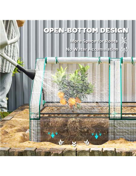 Outsunny Metal Planter Box with Cover, Raised Garden Bed with Greenhouse, for Herbs and Vegetables, White and Dark Grey - pic 119834 | FastDaddyshop