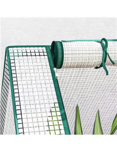 Outsunny Metal Planter Box with Cover, Raised Garden Bed with Greenhouse, for Herbs and Vegetables, White and Dark Grey