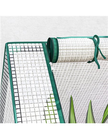 Outsunny Metal Planter Box with Cover, Raised Garden Bed with Greenhouse, for Herbs and Vegetables, White and Dark Grey - pic 119837 | FastDaddyshop