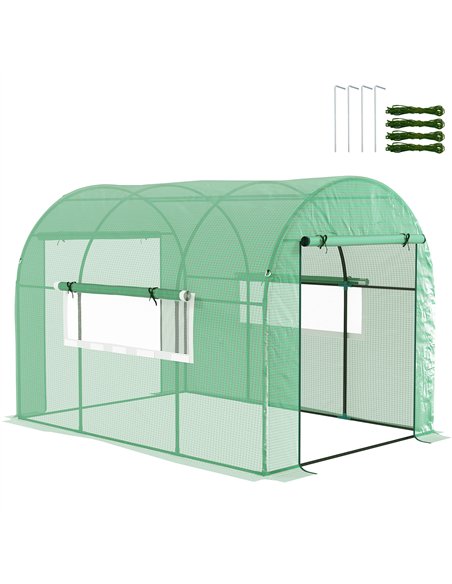 Outsunny 300 x 200cm Walk-In Polytunnel Greenhouse - Green - pic 119838 | FastDaddyshop