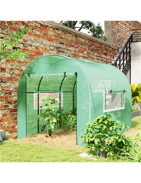 Outsunny 300 x 200cm Walk-In Polytunnel Greenhouse - Green - pic 119839 | FastDaddyshop