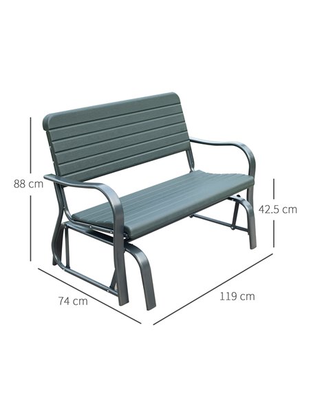 Outsunny Garden Double Glider Bench HDPE Metal 2 Seater Swing Chair Porch Outdoor Patio Rocker - pic 11984 | FastDaddyshop