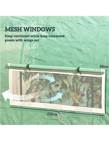 Outsunny 300 x 200cm Walk-In Polytunnel Greenhouse - Green