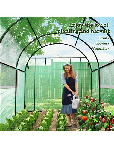 Outsunny 300 x 200cm Walk-In Polytunnel Greenhouse - Green