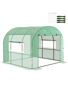 Outsunny 300 x 300cm Walk-In Polytunnel Greenhouse - Green