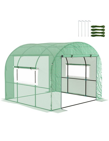Outsunny 300 x 300cm Walk-In Polytunnel Greenhouse - Green - pic 119847 | FastDaddyshop