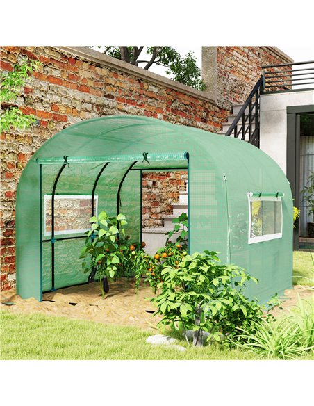 Outsunny 300 x 300cm Walk-In Polytunnel Greenhouse - Green - pic 119848 | FastDaddyshop