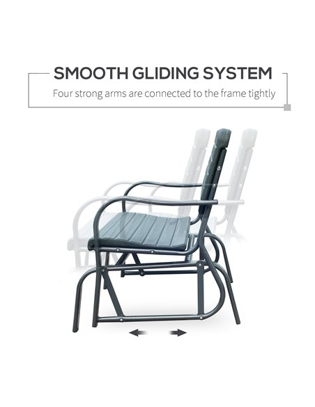 Outsunny Garden Double Glider Bench HDPE Metal 2 Seater Swing Chair Porch Outdoor Patio Rocker - pic 11985 | FastDaddyshop