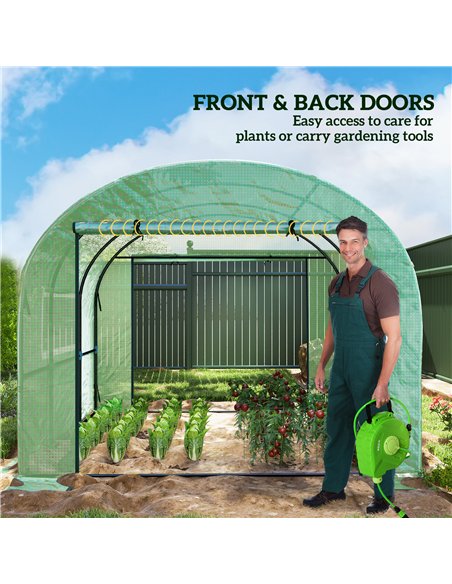 Outsunny 300 x 300cm Walk-In Polytunnel Greenhouse - Green - pic 119851 | FastDaddyshop