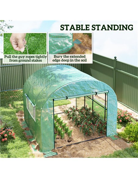 Outsunny 300 x 300cm Walk-In Polytunnel Greenhouse - Green - pic 119853 | FastDaddyshop