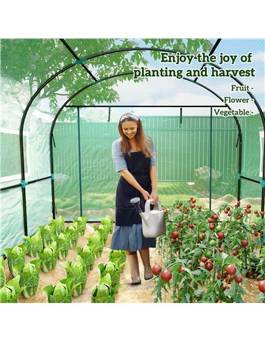 Outsunny 300 x 300cm Walk-In Polytunnel Greenhouse - Green