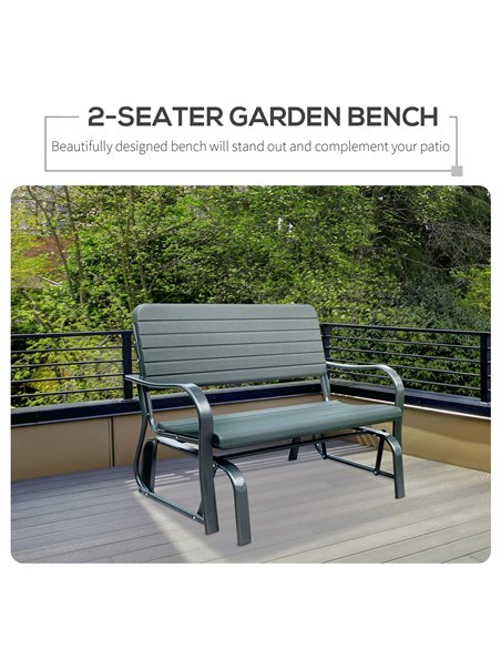 Outsunny Garden Double Glider Bench HDPE Metal 2 Seater Swing Chair Porch Outdoor Patio Rocker - pic 11986 | FastDaddyshop