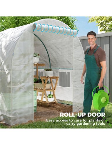 Outsunny 245 x 200cm Polytunnel Greenhouse - White