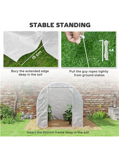 Outsunny 245 x 200cm Polytunnel Greenhouse - White