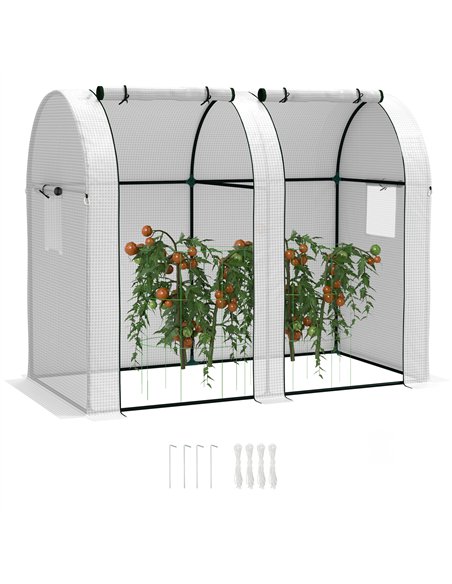 Outsunny 94 x 185cm Mini Two-Room Greenhouse - White - pic 119865 | FastDaddyshop