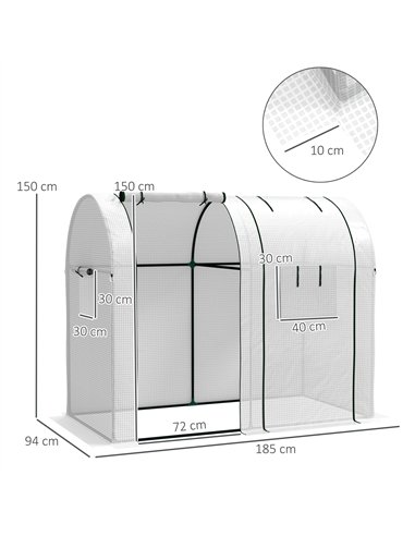 Outsunny 94 x 185cm Mini Two-Room Greenhouse - White