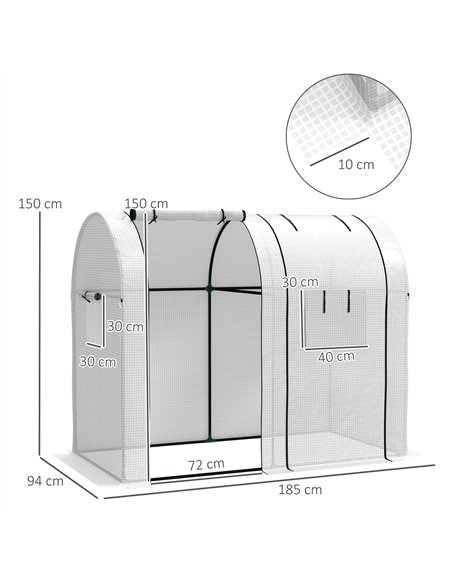 Outsunny 94 x 185cm Mini Two-Room Greenhouse - White - pic 119867 | FastDaddyshop