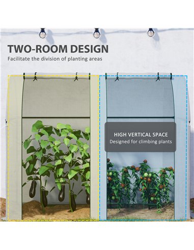 Outsunny 94 x 185cm Mini Two-Room Greenhouse - White