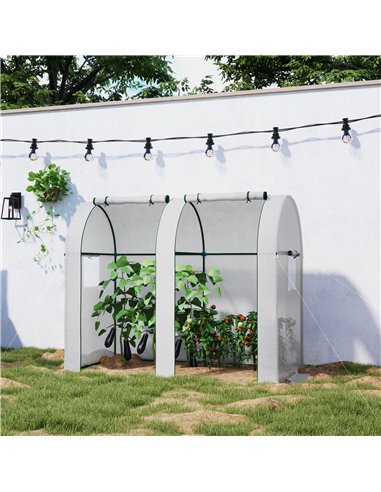 Outsunny 94 x 185cm Mini Two-Room Greenhouse - White