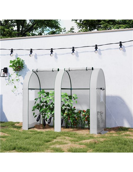 Outsunny 94 x 185cm Mini Two-Room Greenhouse - White - pic 119872 | FastDaddyshop