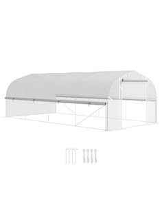 Outsunny 6 x 3 x 2m Walk-in Polytunnel Greenhouse, Zipped Roll Up Sidewalls, Mesh Door, 8 Mesh Windows, Tunnel Warm House Tent w