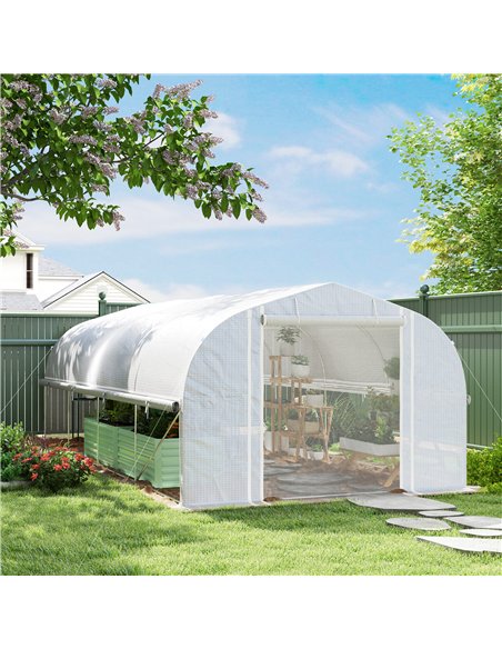 Outsunny 6 x 3 x 2m Walk-in Polytunnel Greenhouse, Zipped Roll Up Sidewalls, Mesh Door, 8 Mesh Windows, Tunnel Warm House Tent w - pic 119884 | FastDaddyshop
