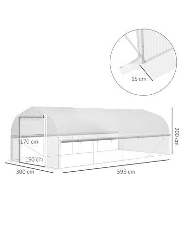 Outsunny 6 x 3 x 2m Walk-in Polytunnel Greenhouse, Zipped Roll Up Sidewalls, Mesh Door, 8 Mesh Windows, Tunnel Warm House Tent w