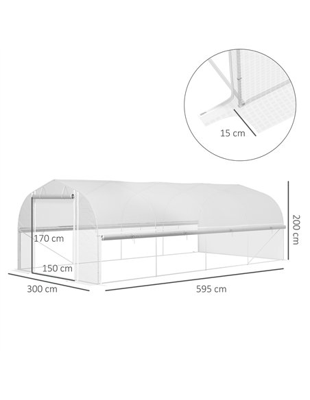 Outsunny 6 x 3 x 2m Walk-in Polytunnel Greenhouse, Zipped Roll Up Sidewalls, Mesh Door, 8 Mesh Windows, Tunnel Warm House Tent w - pic 119885 | FastDaddyshop