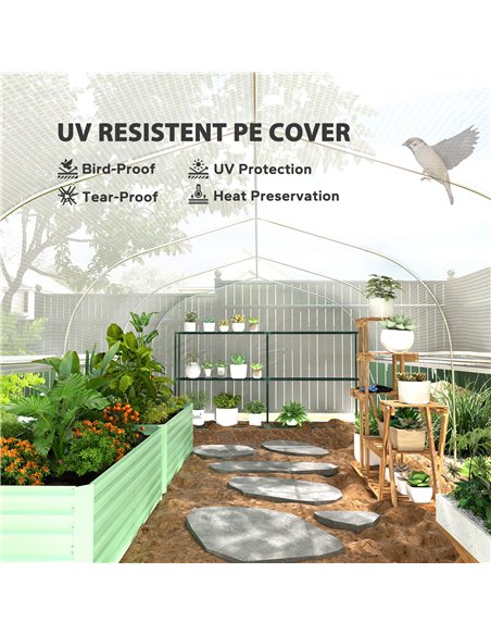 Outsunny 6 x 3 x 2m Walk-in Polytunnel Greenhouse, Zipped Roll Up Sidewalls, Mesh Door, 8 Mesh Windows, Tunnel Warm House Tent w - pic 119887 | FastDaddyshop