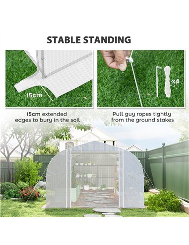 Outsunny 6 x 3 x 2m Walk-in Polytunnel Greenhouse, Zipped Roll Up Sidewalls, Mesh Door, 8 Mesh Windows, Tunnel Warm House Tent w