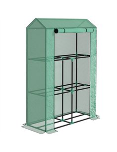 Outsunny 40 x 100cm Three Shelf Steel Frame Greenhouse - Green