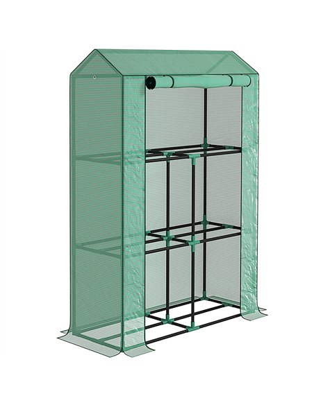 Outsunny 40 x 100cm Three Shelf Steel Frame Greenhouse - Green - pic 119892 | FastDaddyshop