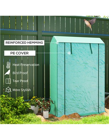 Outsunny 40 x 100cm Three Shelf Steel Frame Greenhouse - Green