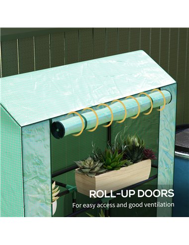 Outsunny 40 x 100cm Three Shelf Steel Frame Greenhouse - Green