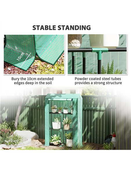 Outsunny 40 x 100cm Three Shelf Steel Frame Greenhouse - Green - pic 119898 | FastDaddyshop