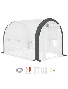 Outsunny 3 x 2(m) Walk-In Tunnel Greenhouse, with Accessories - White