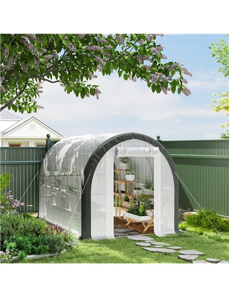 Outsunny 3 x 2(m) Walk-In Tunnel Greenhouse, with Accessories - White - pic 119902 | FastDaddyshop