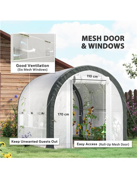 Outsunny 3 x 2(m) Walk-In Tunnel Greenhouse, with Accessories - White - pic 119904 | FastDaddyshop