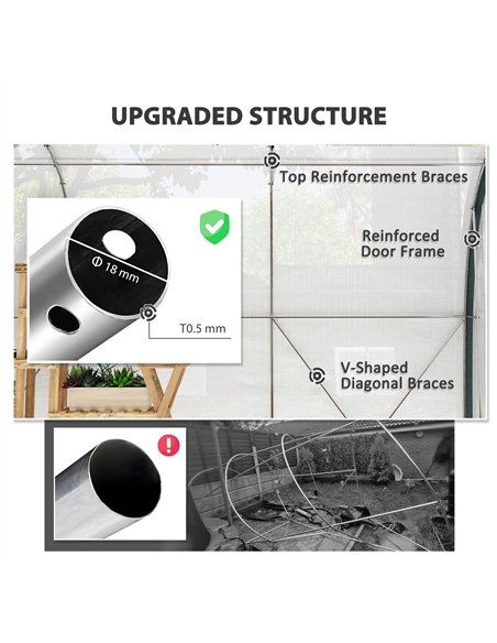 Outsunny 3 x 2(m) Walk-In Tunnel Greenhouse, with Accessories - White - pic 119905 | FastDaddyshop