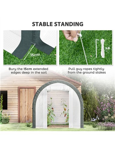 Outsunny 3 x 2(m) Walk-In Tunnel Greenhouse, with Accessories - White