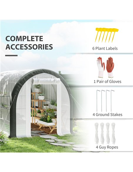 Outsunny 3 x 2(m) Walk-In Tunnel Greenhouse, with Accessories - White - pic 119908 | FastDaddyshop