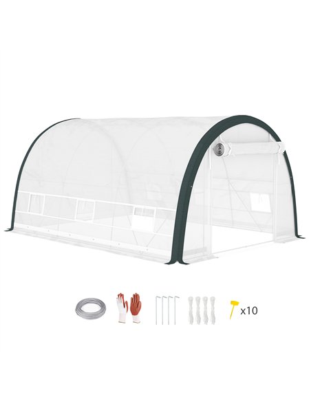 Outsunny 4 x 3(m) Walk-In Tunnel Greenhouse, with Accessories - White - pic 119910 | FastDaddyshop