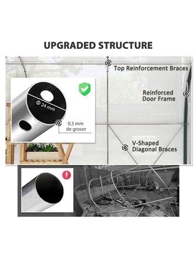 Outsunny 4 x 3(m) Walk-In Tunnel Greenhouse, with Accessories - White
