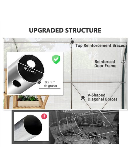 Outsunny 4 x 3(m) Walk-In Tunnel Greenhouse, with Accessories - White - pic 119913 | FastDaddyshop