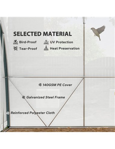 Outsunny 4 x 3(m) Walk-In Tunnel Greenhouse, with Accessories - White