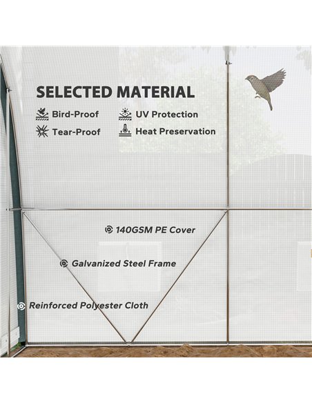 Outsunny 4 x 3(m) Walk-In Tunnel Greenhouse, with Accessories - White - pic 119915 | FastDaddyshop