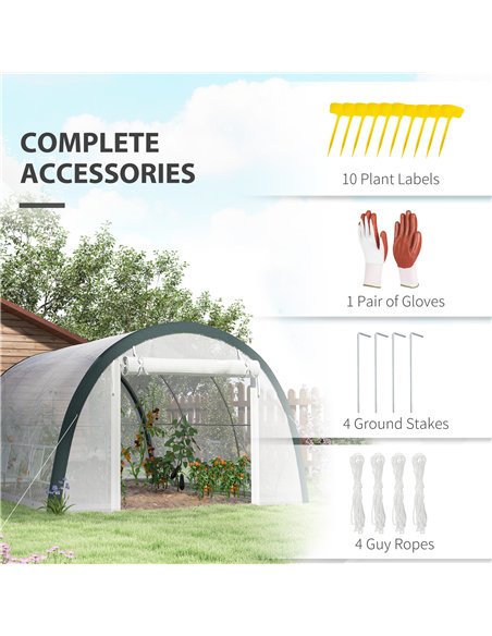 Outsunny 4 x 3(m) Walk-In Tunnel Greenhouse, with Accessories - White - pic 119917 | FastDaddyshop