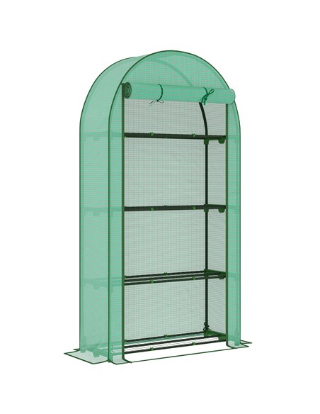 Outsunny 4 Tier Mini Greenhouse with Reinforced PE Cover, Portable Small Greenhouse with Roll-Up Door, 105 x 45 x 160cm, Green - pic 119928 | FastDaddyshop