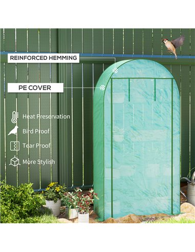 Outsunny 4 Tier Mini Greenhouse with Reinforced PE Cover, Portable Small Greenhouse with Roll-Up Door, 105 x 45 x 160cm, Green